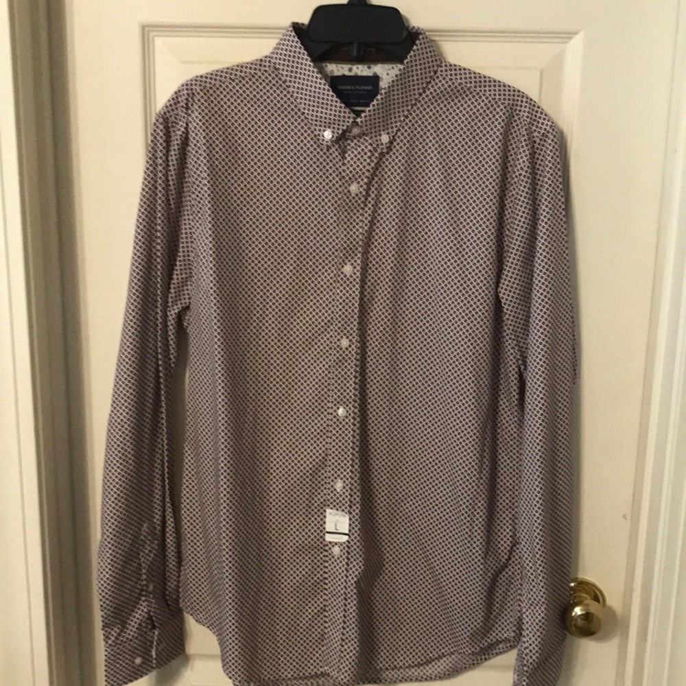 NWOT DENIM & FLOWER szL LS Slimfit mens dress shirt 100% poplin cotton